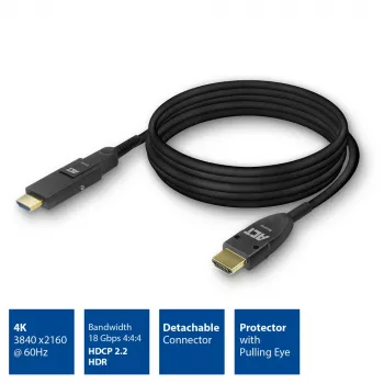 ACT 20 m HDMI kiire 4K aktiivne optiline kaabel eemaldatava pistikuga v2.0 HDMI-A-pistik - HDMI-A-pistik