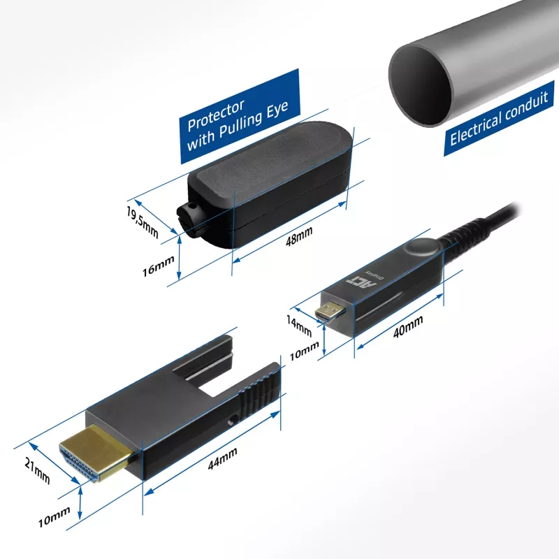 ACT 20 m HDMI kiire 4K aktiivne optiline kaabel eemaldatava pistikuga v2.0 HDMI-A-pistik - HDMI-A-pistik