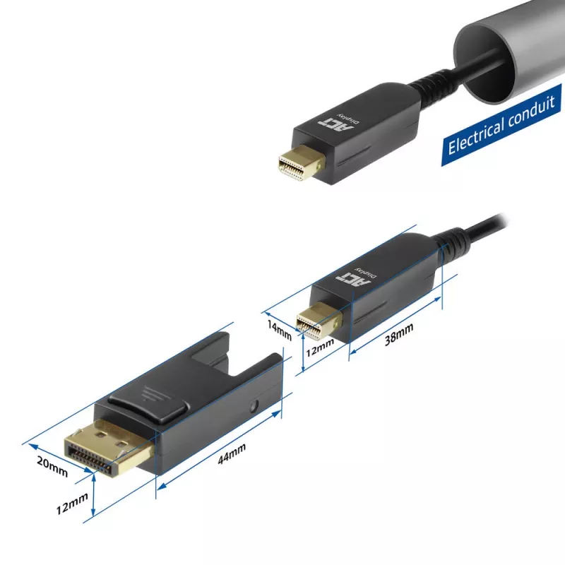ACT 10 meetrit DisplayPort 1.4 aktiivne optiline kaabel 8K eemaldatava pistikuga