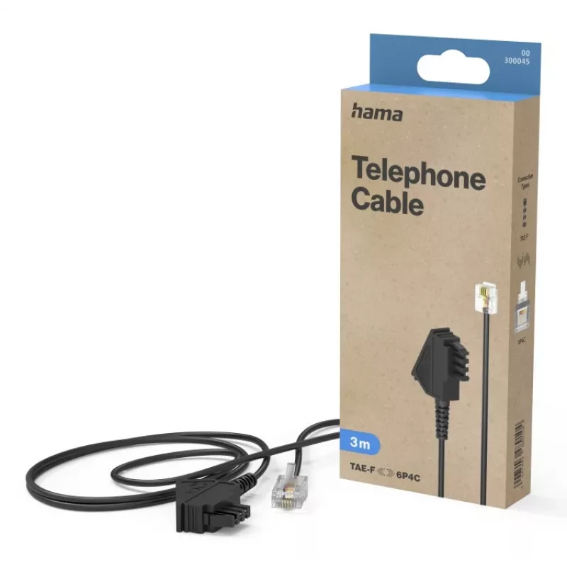 Hama 00300045 telefonikaabel 3 m Must