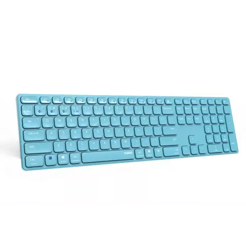 Rapoo E9800M klaviatuur Kodu RF-juhtmevaba Bluetooth QWERTZ Saksa Sinine