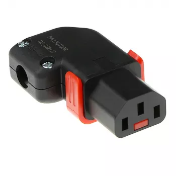 ACT C13 IEC Lock+ ümberjuhitav vasakule või paremale nurga all olev pistik must, PA130100RBK