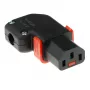 ACT C13 IEC Lock+ ümberjuhitav vasakule või paremale nurga all olev pistik must, PA130100RBK