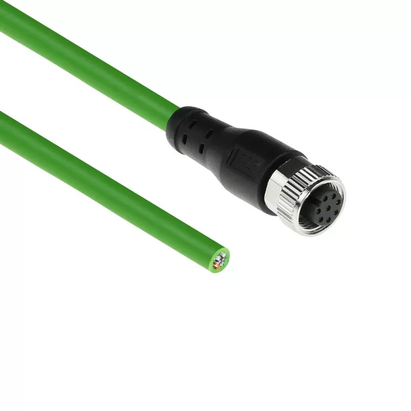 ACT Industrial 3,00 meetrit andurikaabel M12A 8-kontaktiline emane avatud otsaga, Ultraflex TPE kaabel, varjestatud