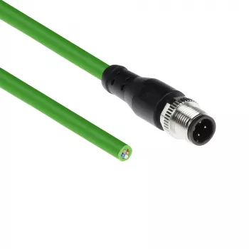 ACT Industrial 3,00 meetrit andurikaabel M12D 4-kontaktiline isane avatud otsaga, Superflex Xtreme TPE kaabel, varjestatud