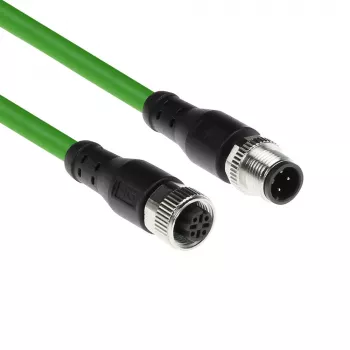 ACT Industrial 5,00 meetrit Andurikaabel M12D 4-kontaktiline isane M12D 4-kontaktilisele isasele, Superflex Xtreme TPE kaabel, varjestatud