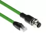 ACT Industrial 1,5 meetrit andurikaabel M12D 4-kontaktiline emane šassii RJ45 isasele, Superflex Xtreme TPE-kaabel, varjestatud