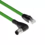 ACT Industrial 3.00 meetrit andurikaabel M12D 4-kontaktiline isane nurga all RJ45 isasele, Superflex Xtreme TPE kaabel, varjestatud