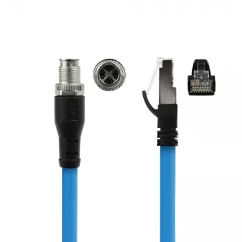 ACT tööstuslik 3,00 meetri pikkune andurikaabel M12X 8-kontaktiline isane šassii RJ45-le, Superflex SF/UTP TPE kaabel, varjestatud