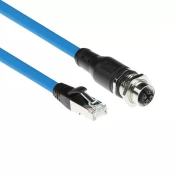 ACT Industrial 3,00 meetrit andurikaabel M12X 8-kontaktiline emane šassii RJ45-le, Superflex SF/UTP TPE kaabel, varjestatud