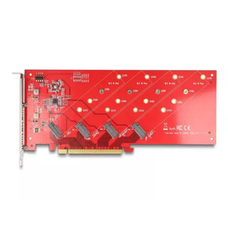 DeLOCK PCI Express x16 kaart 4-le sisemisele NVMe M.2 Key M 110 mm ümberlülitus