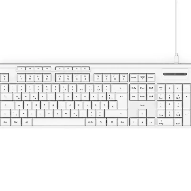 Hama CK-200 klaviatuur Kodu/Kontor USB QWERTZ Saksa Valge