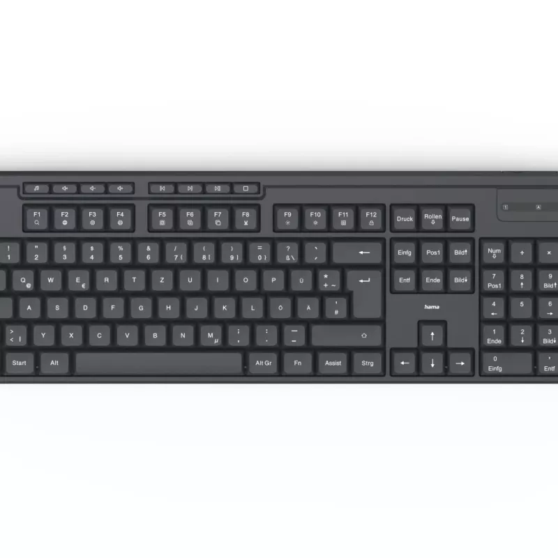 Hama WK-200 klaviatuur Kodukontor RF juhtmevaba QWERTZ Saksa Must