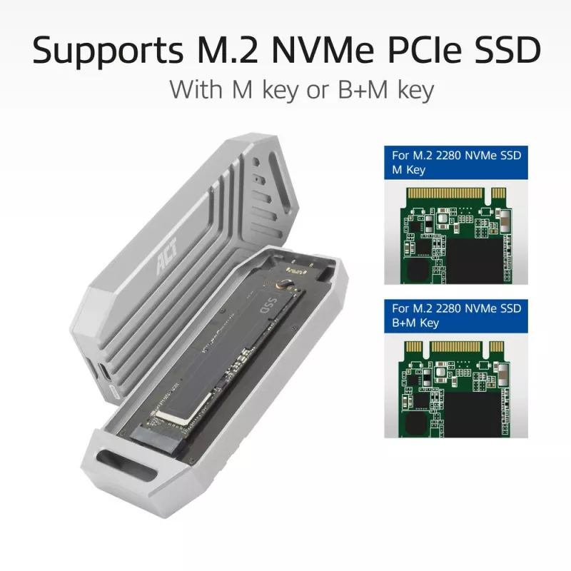 ACT USB 40Gbps M.2 2280 NVMe / PCIe SSD ümbris, tööriistavaba
