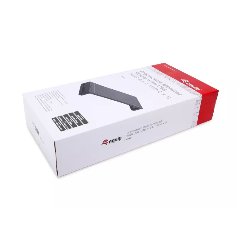 Monitorialus EQUIP Ergonomic Monitor Stand with USB (USB-A x4, USB-C x1), eraldiseisev, 25 kg, must