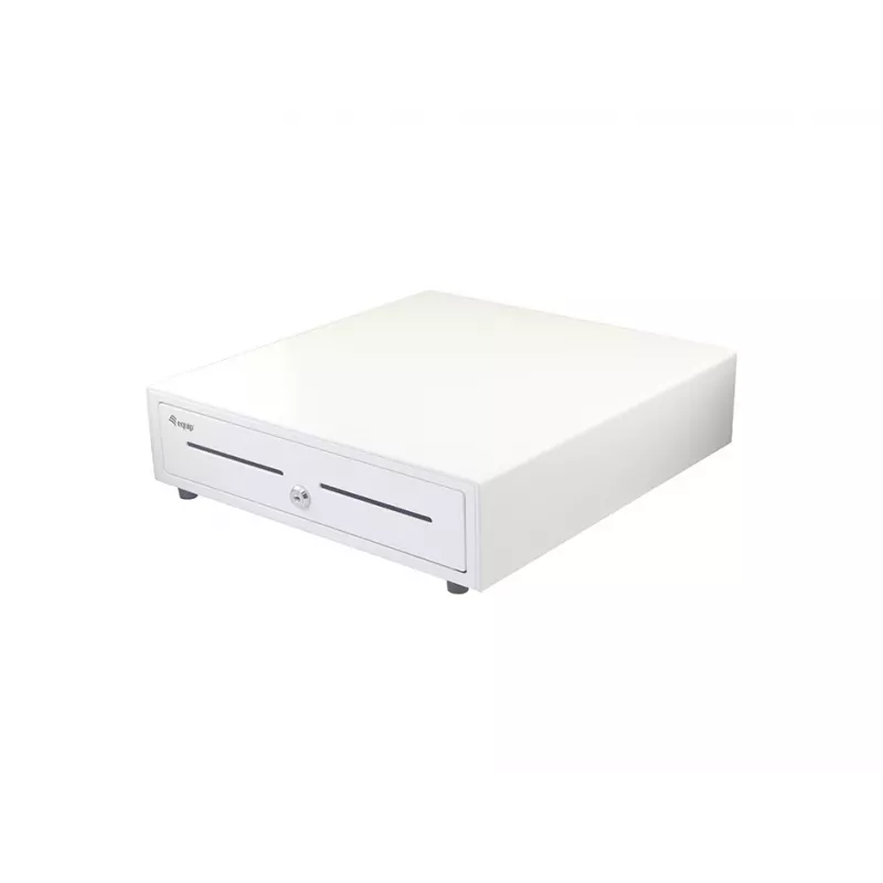 Kassaaparaadi sahtel EQUIP 351011, manuaalne/automaatne POS-sahtel, 4 rahatähtede / 8 mündipesaga, metall, valge, 420×405×110 mm