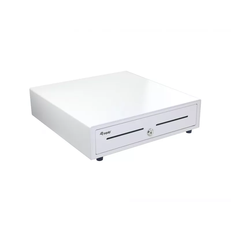 Kassaaparaadi sahtel EQUIP 351011, manuaalne/automaatne POS-sahtel, 4 rahatähtede / 8 mündipesaga, metall, valge, 420×405×110 mm