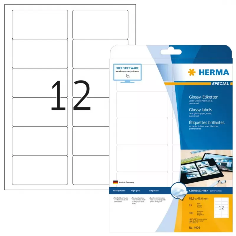 Isekleepuv printerietikett HERMA Labels A4 88,9x46,6 mm