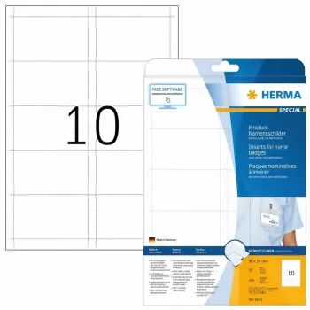 Nimesildi vahelehed HERMA A4 90x54 mm valge kartong 250 tk