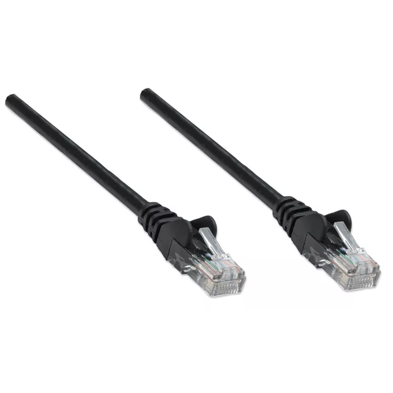Intellinet võrgukaabel, Cat5e, 0,25 m, must, CCA, U/UTP, PVC, RJ45, kullatud kontaktid, takerdumisvastane, kaitsemuhv, eluaegne garantii