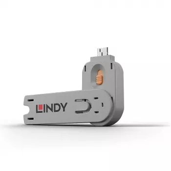 Lindy USB Type A pordiblokeerija võti, oranž, Pordiblokeerija võti, USB Type-A, Oranž, Akrüülnitriilbutadieenstüreen (ABS), 1 tk, Kilekott