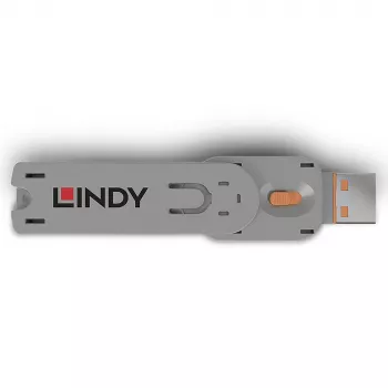 Lindy USB Type A pordiblokeerija võti, oranž, Pordiblokeerija võti, USB Type-A, Oranž, Akrüülnitriilbutadieenstüreen (ABS), 1 tk, Kilekott