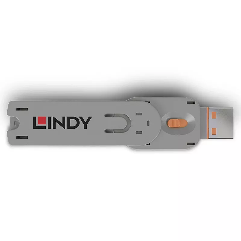 Lindy USB Type A pordiblokeerija võti, oranž, Pordiblokeerija võti, USB Type-A, Oranž, Akrüülnitriilbutadieenstüreen (ABS), 1 tk, Kilekott