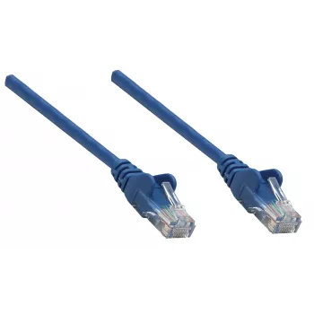 Intellinet võrgukaabel, Cat5e, 0,25 m, sinine, CCA, U/UTP, PVC, RJ45, kullatud kontaktid, haakumisvastane, kaablikaitsega, eluaegne garantii