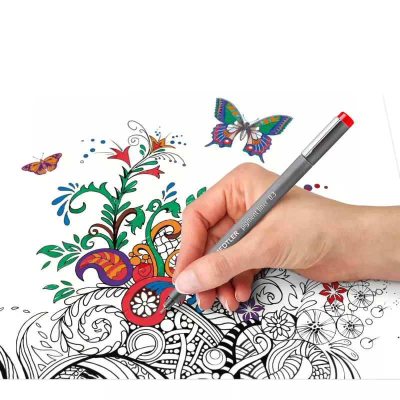 Fineliner Staedtler Pigment Liner 30803-SSB6 sinine pruun roheline oranž punane violetne