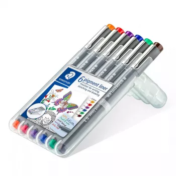 Fineliner Staedtler Pigment Liner 30803-SSB6 sinine pruun roheline oranž punane violetne