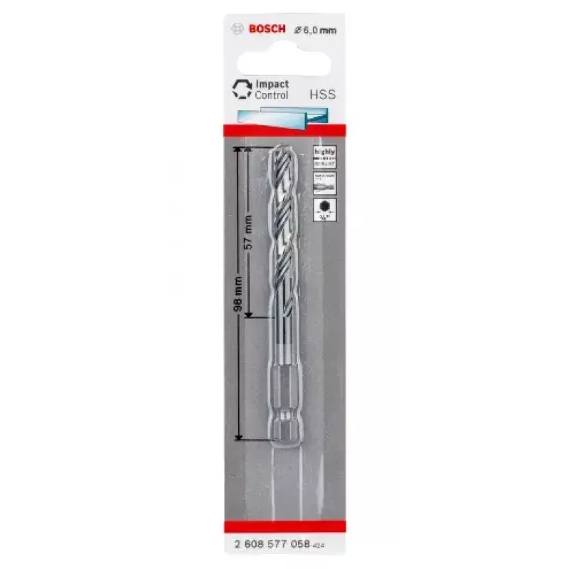 Bosch 2608577058 metalli keerdpuur 6 mm, kogupikkus 98 mm