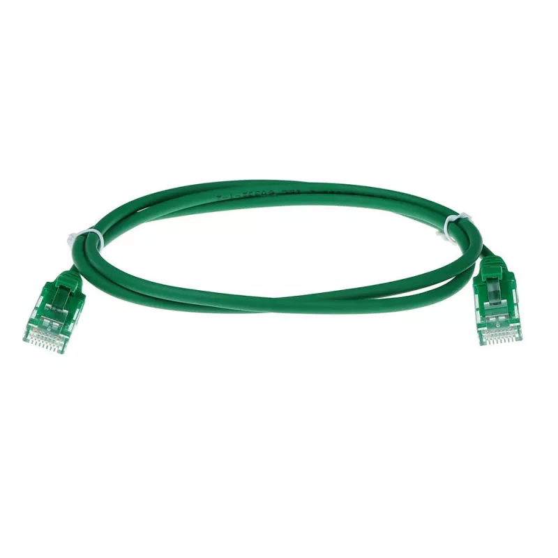 ACT roheline 7 meetrit LSZH U/UTP CAT6 andmekeskuse slimline ühenduskaabel, snagless, RJ45 pistikutega