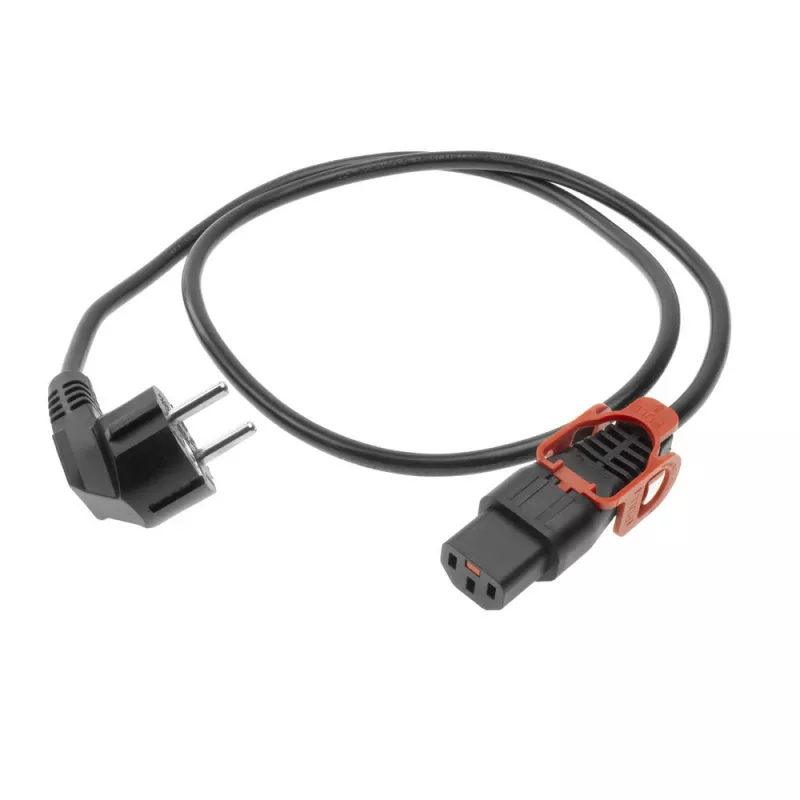 ACT toitejuhe CEE 7/7 isane (nurkne) - C13 IEC Lock+ must 1 m, EL341S