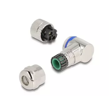 DeLOCK M12 pistik A-kodeeringuga 3 kontaktiga emane 90° nurga all metall