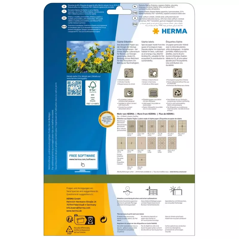 Isekleepuv silt HERMA 10763 Püsiv Pruun 360 tk Ellips 63,5x42,3mm
