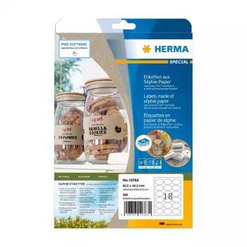 Isekleepuv silt HERMA 10763 Püsiv Pruun 360 tk Ellips 63,5x42,3mm
