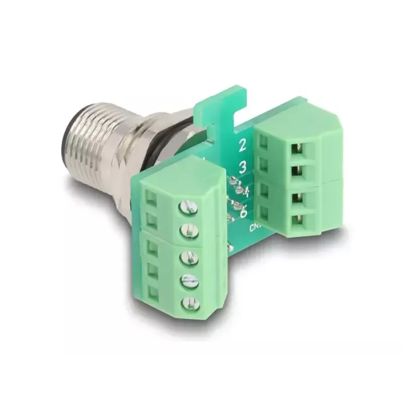 DeLOCK M12 ülekandemooduli adapter 8 kontaktiga A-koodiga isane 9 kontaktiga klemmiplokile