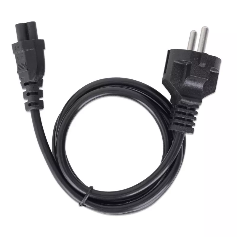 Manhattan võrgutoitekaabel, Euro 2-kontaktiline (CEE 7/4 Schuko) pistik C5 emasesse (ristikuleht/kolmnurkne), 1 m, 2,5 A, juhe, eluaegne garantii