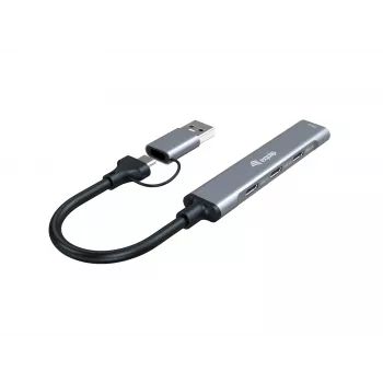 USB 3.2 Gen 1 4-pordiline jaotur EQUIP — 3× USB‑C + 1× USB‑A, 5 Gbit/s, alumiinium, hall