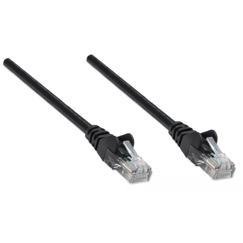 Intellinet võrguparanduskaabel, Cat5e, 20 m, must, CCA, U/UTP, PVC, RJ45, kullatud kontaktid, takistusteta, kaitsetutiga, eluaegne garantii