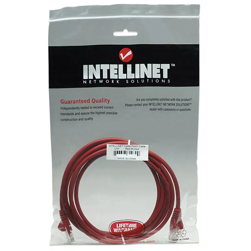 Intellinet võrgukaabel, Cat5e, 15 m, punane, CCA, U/UTP, PVC, RJ45, kullatud kontaktid, takerdumisvastane, kaitsetutiga, eluaegne garantii