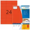 Sildid HERMA Coloured A4 70x37 mm punane paber matt 2400 tk