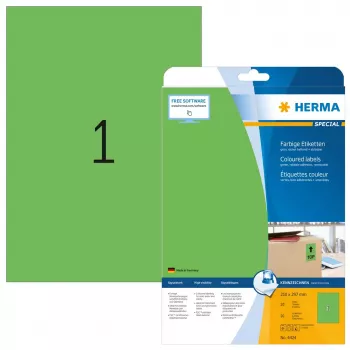 Isekleepuv printerisilt HERMA Coloured Labels A4 210x297 mm roheline paber matt 20 tk