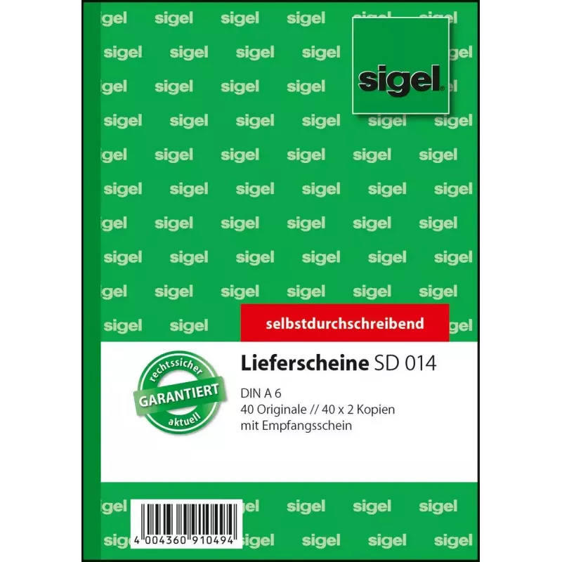 Kirjutusmärkmik Sigel SD014 A6 40 lehte Roheline Valge