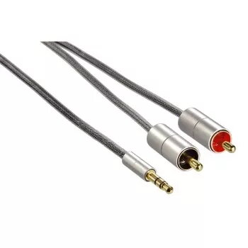 Hama 00080864 helikaabel, 1 m, 3,5 mm – 2 x RCA, hõbedane