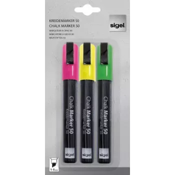 Sigel GL182 kriidimarkerite komplekt, roheline/roosa/kollane/must