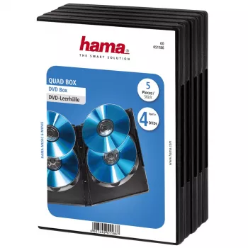 Hama DVD Quad Box, must, 5 tk pakendis, 4 plaati