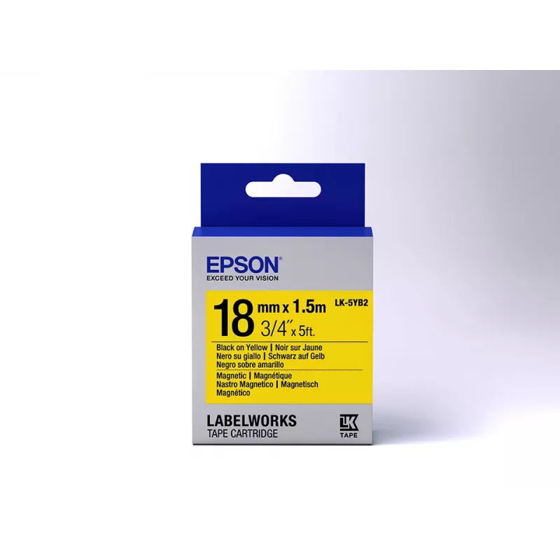 Epson Label Cartridge Magnetic LK-5YB2 Must/kollane 18mm (1.5m)