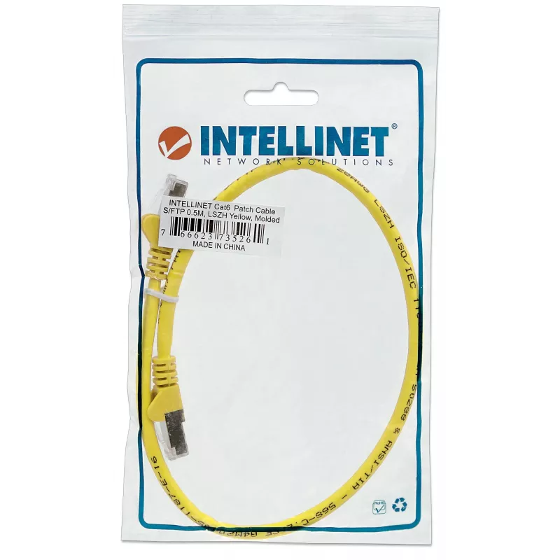 Intellinet võrgukaabel, Cat6A, 10m, kollane, vask, S/FTP, LSOH / LSZH, PVC, RJ45, kullatud kontaktid, takerdumisvastane, kaitsemuhviga, eluaegne garantii