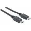 Manhattan DisplayPort 1.1 kaabel, 4K@60Hz, 10m, isane-isanele, riividega, täielikult varjestatud, must, eluaegne garantii
